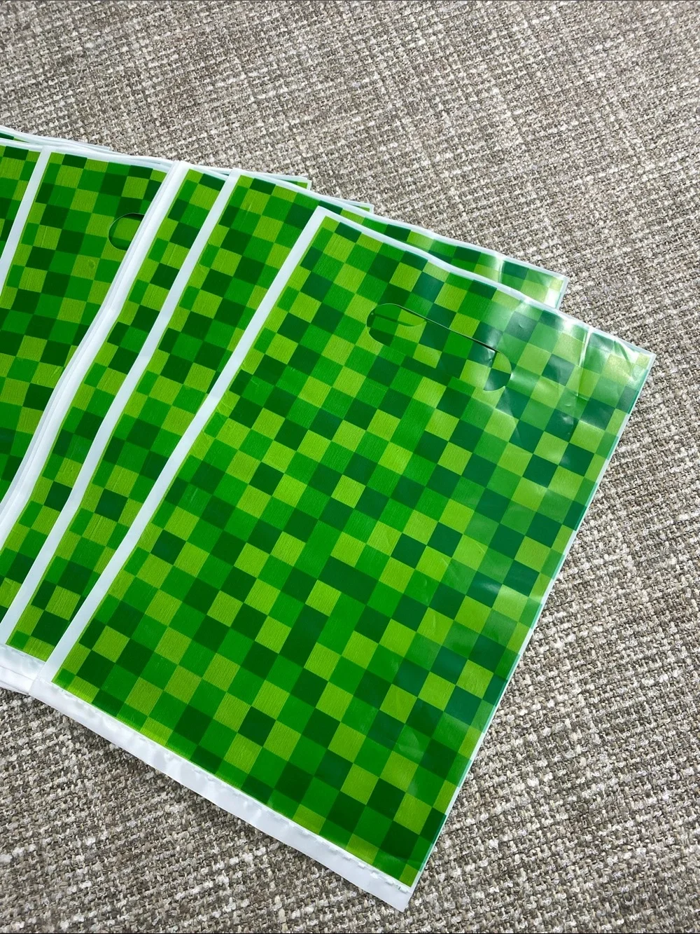 Green Checkered Party Favor Bags - Home Party Supplies party bags mincraft bags